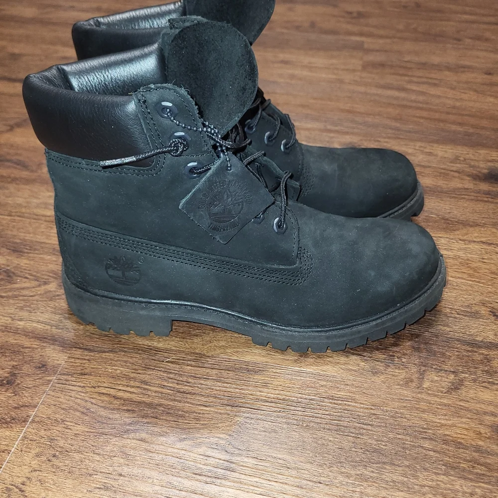 Black Leather Timberland 6-inch Waterproof Boots US Size 8.5 Medium Fit - Picture 4 of 6